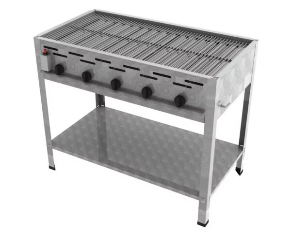 Gastrogrill 5-Flammig - Gerät mit Untergestell und Pfannen