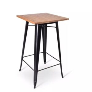 Stehtisch Industry Style - schwarz mit Tischplatte aus Holz